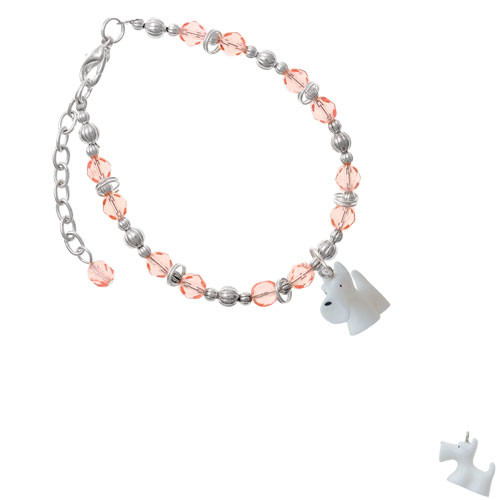 Resin White Scottie Dog Pink Beaded Bracelet