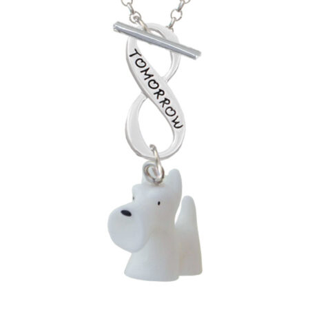 Resin White Scottie Dog Today Tomorrow Infinity Toggle Necklace