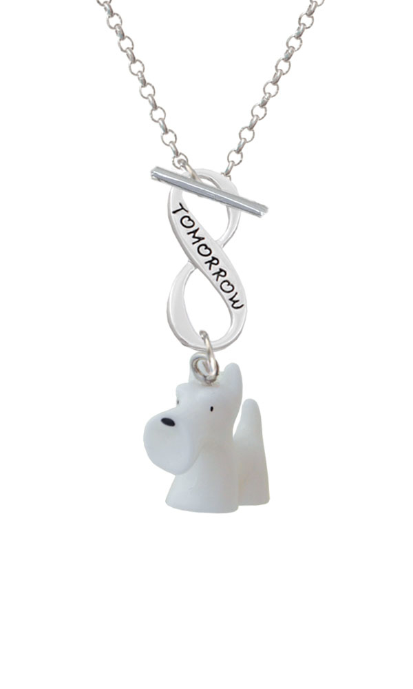 Resin White Scottie Dog Today Tomorrow Infinity Toggle Necklace
