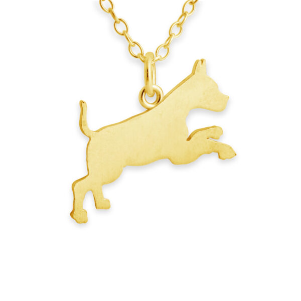 Running Boxer Dog Silhouette Pendant Necklace #14K Gold Plated over 925 Sterling Silver #Azaggi N0367G - 12'' child