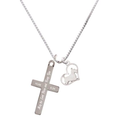 Scottie Dog Silhouette Heart - Bless and Keep You - Cross Necklace