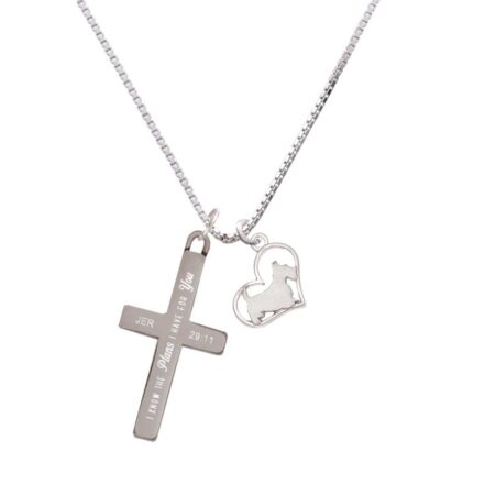 Scottie Dog Silhouette Heart - Plans I Have for You - Cross Necklace