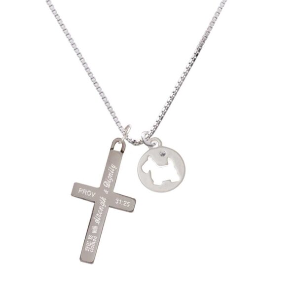 Scottie Dog Silhouette - Strength and Dignity - Cross Necklace