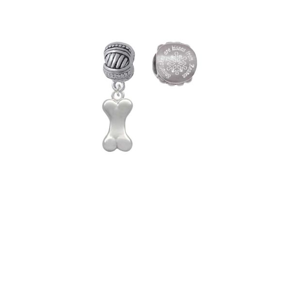 Silvertone 3-D Dog Bone Snowflakes are Kisses from Heaven Charm Beads (Set of 2)