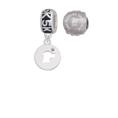 Silvertone Dog Head Silhouette 5K Run She Believed She Could Charm Beads (Set of 2)