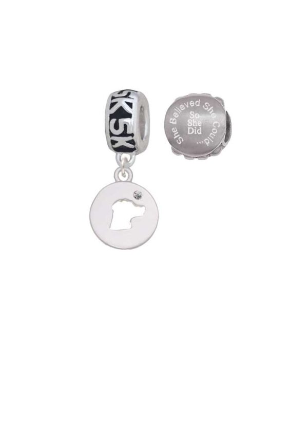 Silvertone Dog Head Silhouette 5K Run She Believed She Could Charm Beads (Set of 2)