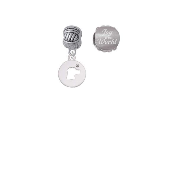 Silvertone Dog Head Silhouette Joy to the World Charm Beads (Set of 2)