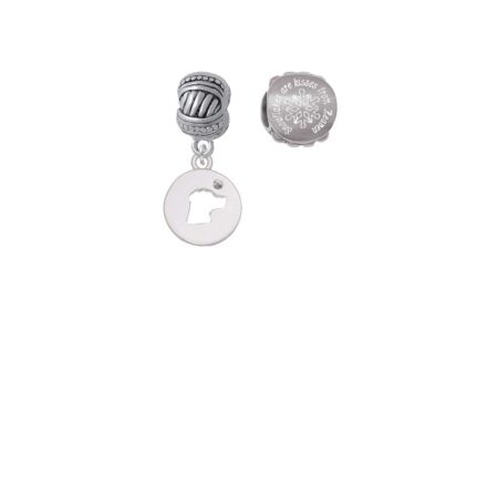 Silvertone Dog Head Silhouette Snowflakes are Kisses from Heaven Charm Beads (Set of 2)