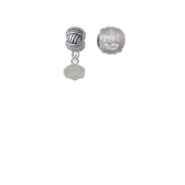 Silvertone Mini Dog Face with Tongue Come Let us Adore Him Charm Beads (Set of 2)