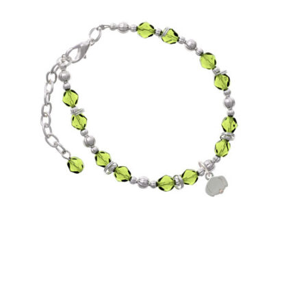 Silvertone Mini Dog Face with Tongue Lime Green Beaded Bracelet