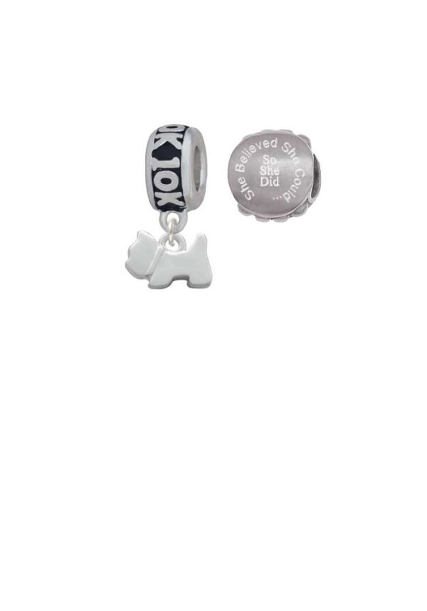 Silvertone Mini Scottie Dog 10K Run She Believed She Could Charm Beads (Set of 2)