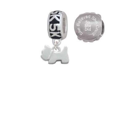 Silvertone Mini Scottie Dog 5K Run She Believed She Could Charm Beads (Set of 2)