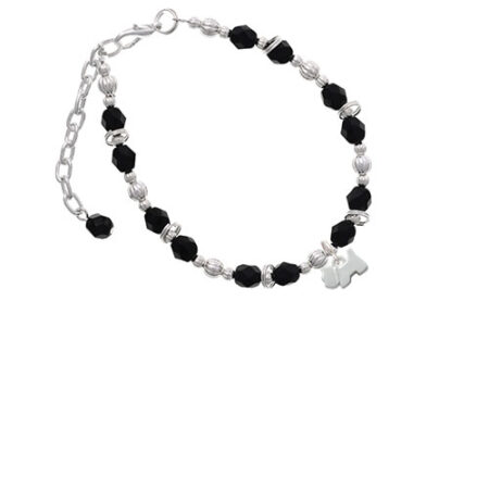 Silvertone Mini Scottie Dog Black Beaded Bracelet