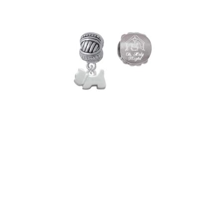 Silvertone Mini Scottie Dog Come Let us Adore Him Charm Beads (Set of 2)