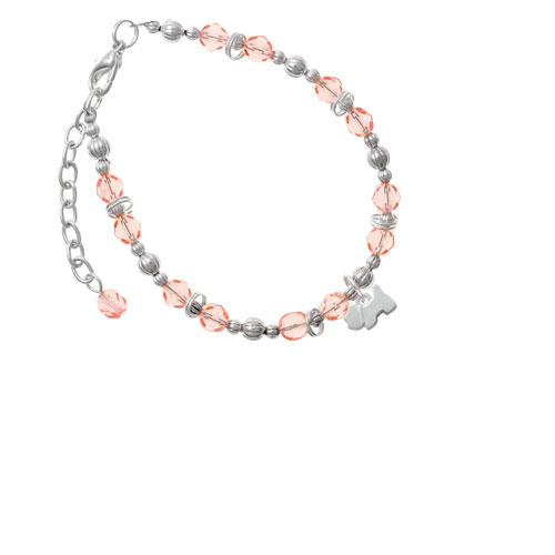 Silvertone Mini Scottie Dog Pink Beaded Bracelet