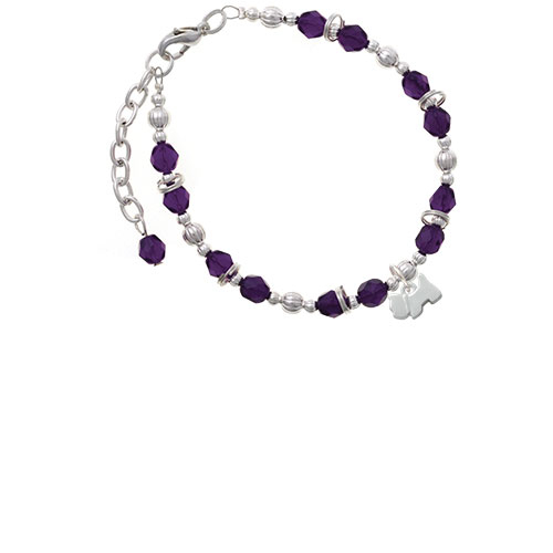 Silvertone Mini Scottie Dog Purple Beaded Bracelet
