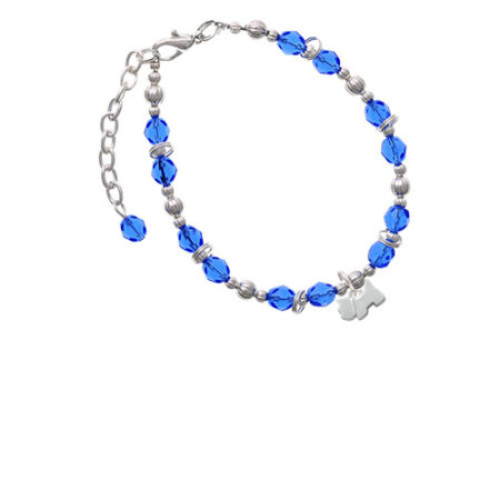 Silvertone Mini Scottie Dog Royal Blue Beaded Bracelet