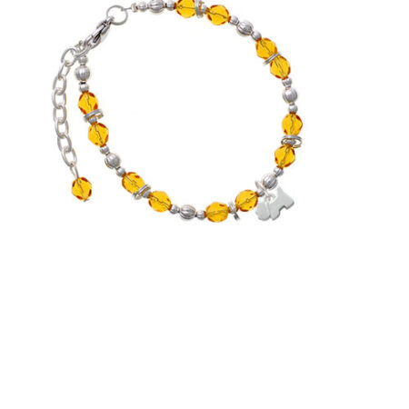 Silvertone Mini Scottie Dog Yellow Beaded Bracelet