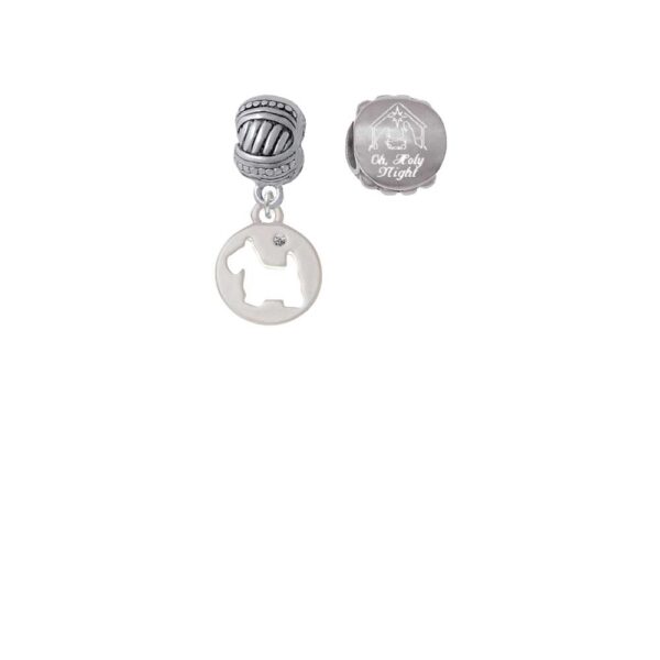 Silvertone Scottie Dog Silhouette Come Let us Adore Him Charm Beads (Set of 2)