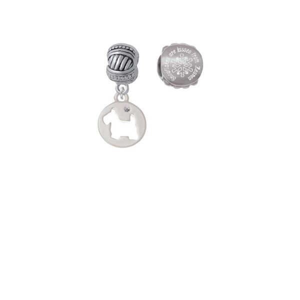 Silvertone Scottie Dog Silhouette Snowflakes are Kisses from Heaven Charm Beads (Set of 2)