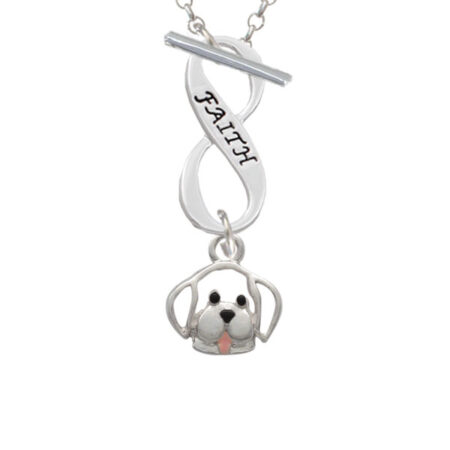 Small Outline Dog Face Faith Infinity Toggle Necklace