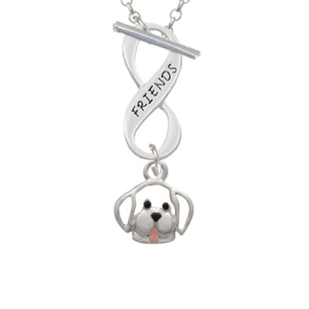 Small Outline Dog Face Friends Infinity Toggle Necklace