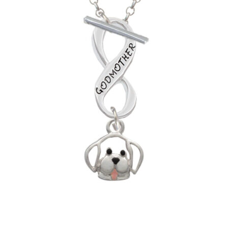 Small Outline Dog Face Godmother Infinity Toggle Necklace