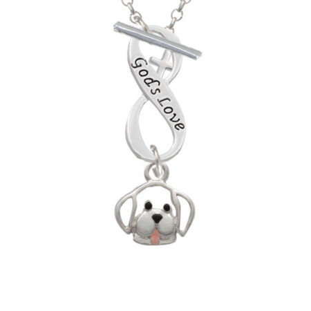 Small Outline Dog Face God's Love Infinity Toggle Necklace