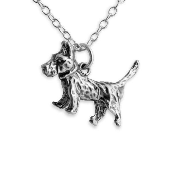 Solid 3D Cute Terrier Dog Puppy Pet Animal Charm Pendant Necklace #925 Sterling Silver #Azaggi N0031S - 12'' child