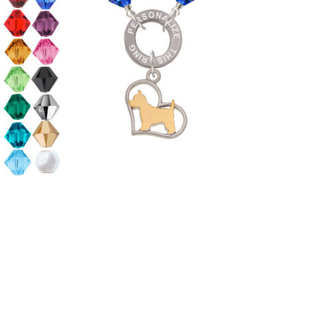 Two Tone Westie Silhouette Heart Custom Engraved Name Ring Crystal Necklace