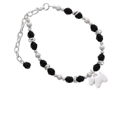 White Westie Dog Black Beaded Bracelet