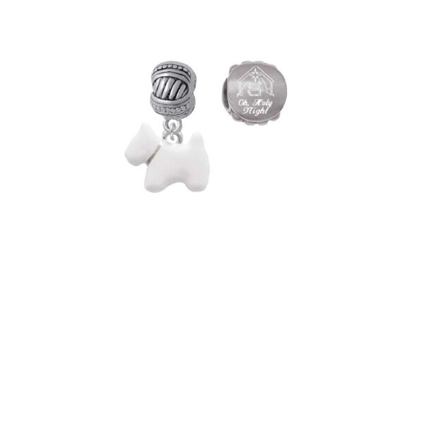 White Westie Dog Come Let us Adore Him Charm Beads (Set of 2)