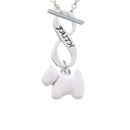 White Westie Dog Faith Infinity Toggle Necklace