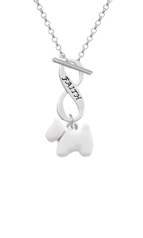 White Westie Dog Faith Infinity Toggle Necklace