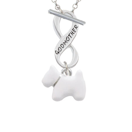 White Westie Dog Godmother Infinity Toggle Necklace