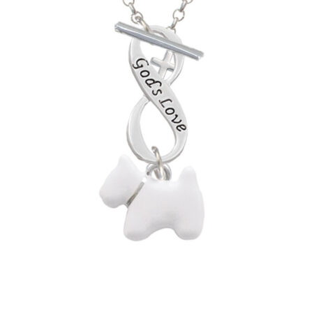 White Westie Dog God's Love Infinity Toggle Necklace