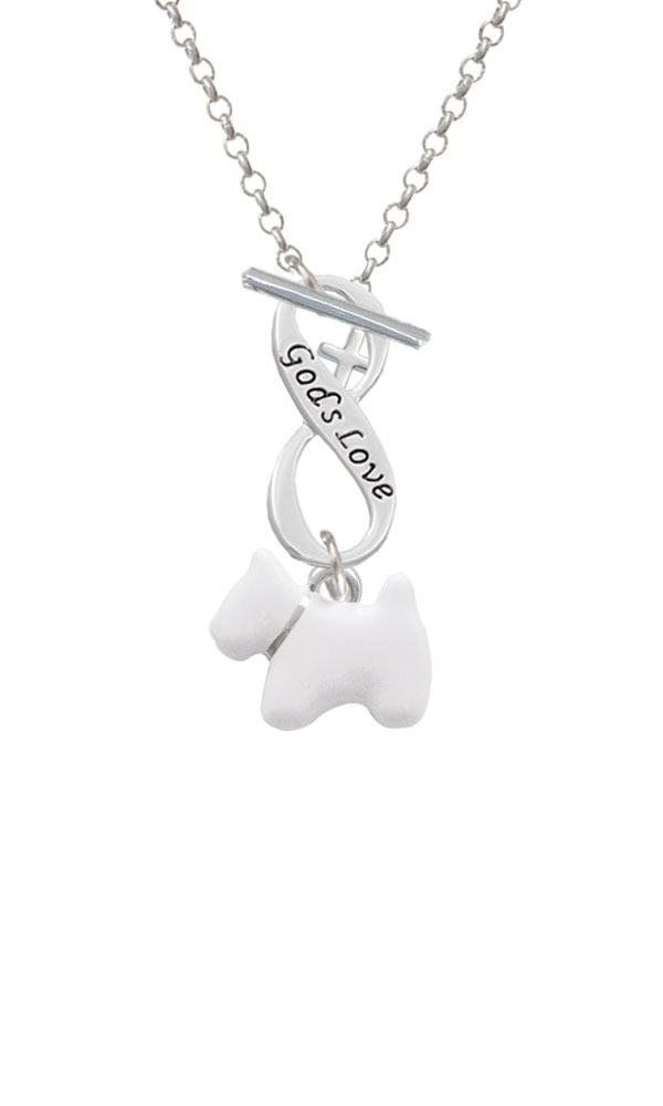 White Westie Dog God's Love Infinity Toggle Necklace