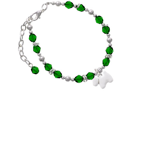 White Westie Dog Green Beaded Bracelet