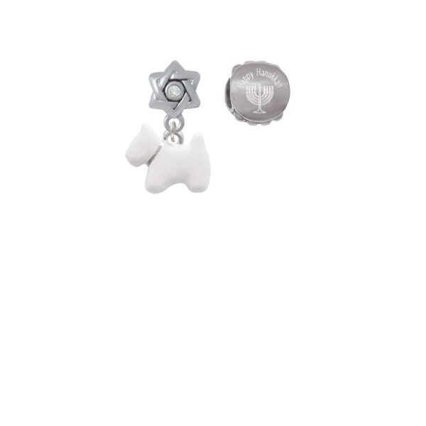 White Westie Dog Happy Hanukkah Charm Beads (Set of 2)
