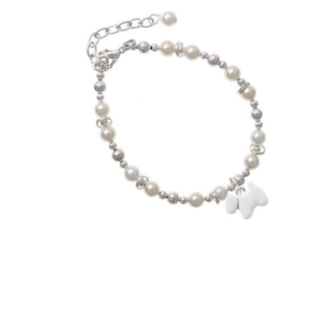 White Westie Dog Imitation Pearl Beaded Bracelet