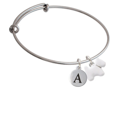 White Westie Dog Initial Bangle Charm Bracelet