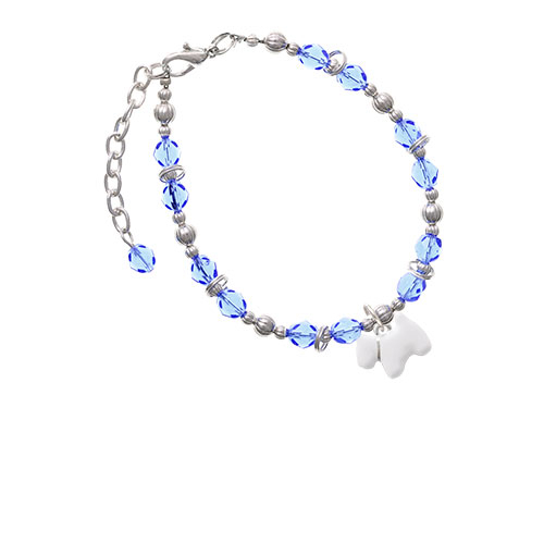 White Westie Dog Light Blue Beaded Bracelet