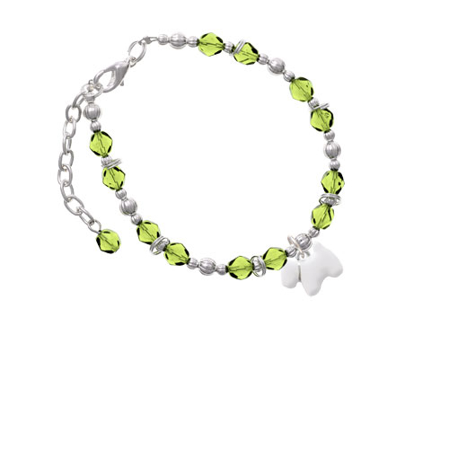 White Westie Dog Lime Green Beaded Bracelet