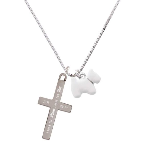 White Westie Dog - Plans I Have for You - Cross Necklace