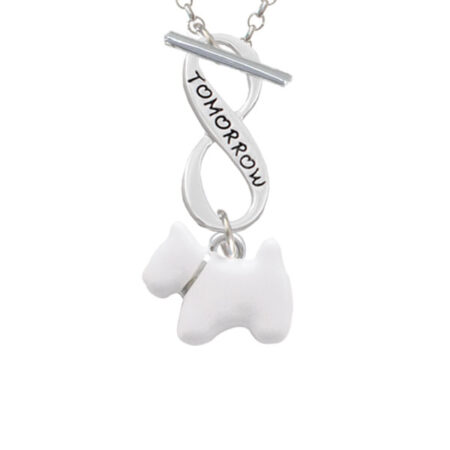 White Westie Dog Today Tomorrow Infinity Toggle Necklace