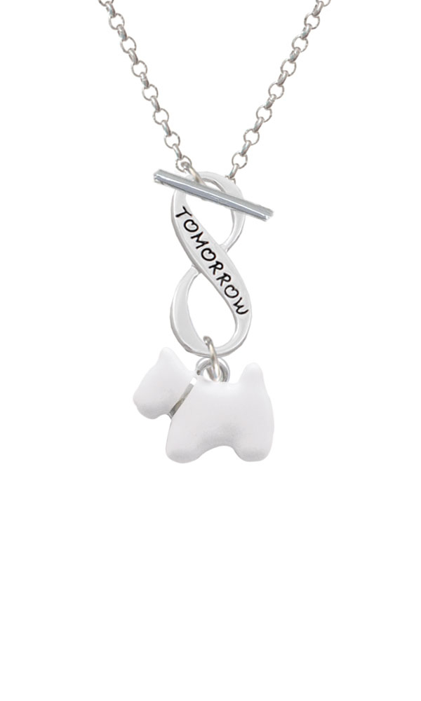 White Westie Dog Today Tomorrow Infinity Toggle Necklace