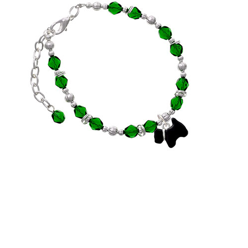 Black Scottie Dog Green Beaded Bracelet