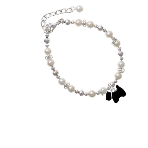 Black Scottie Dog Imitation Pearl Beaded Bracelet