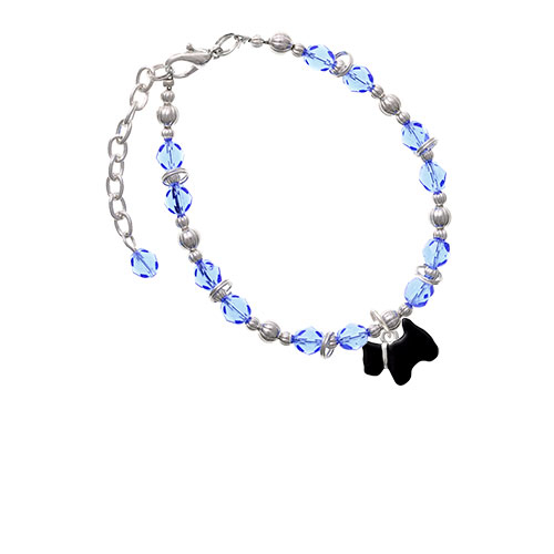 Black Scottie Dog Light Blue Beaded Bracelet