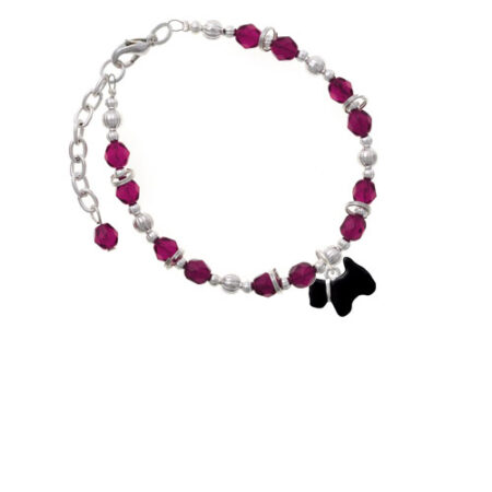 Black Scottie Dog Magenta Beaded Bracelet